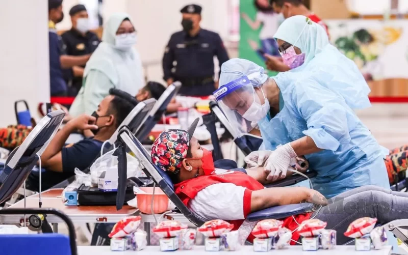 Blood donation at shopping mall