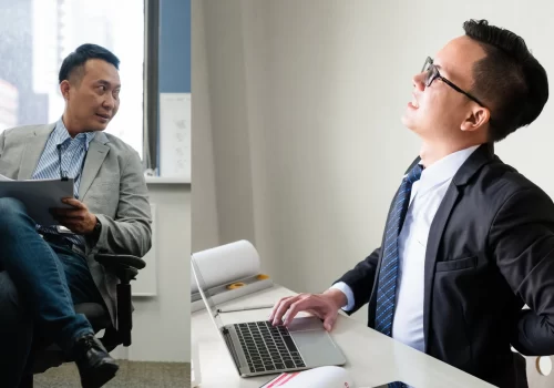 A men is stretching his back