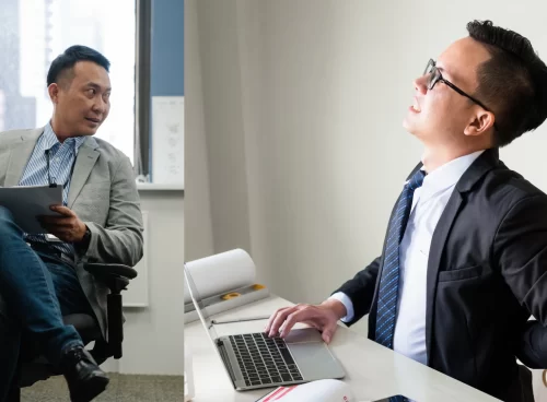 A men is stretching his back