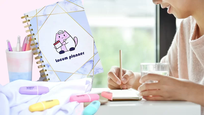 A girl is using locum planner to mark down her notes