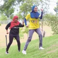 Two Muslim women jogging togather