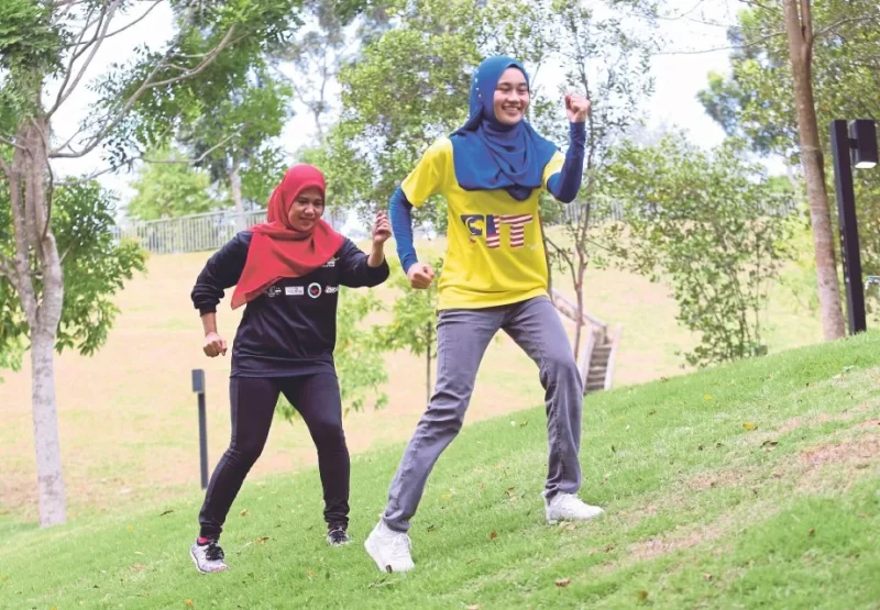 Two Muslim women jogging togather